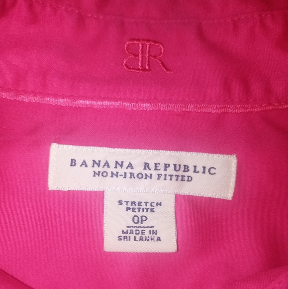 🍁 Banana Republic Hot Pink Long Sleeve  Button-Up Blouse shirt Size: 0P - Picture 5 of 8